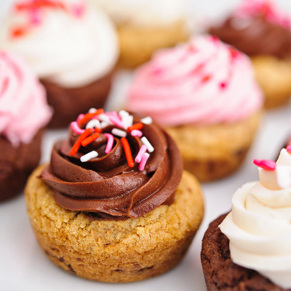Cookie Cupcakes with Pink & Chocolate Frosting