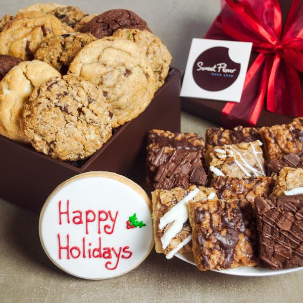 Happy Holidays Cookie Gift Boxes - Deluxe Duo